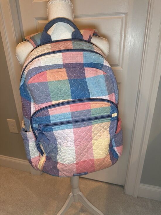 Vera Bradley Handbags - Vera Bradley Pastel Plaid Quilted Backpack - Blue, Pink, Green, Yellow